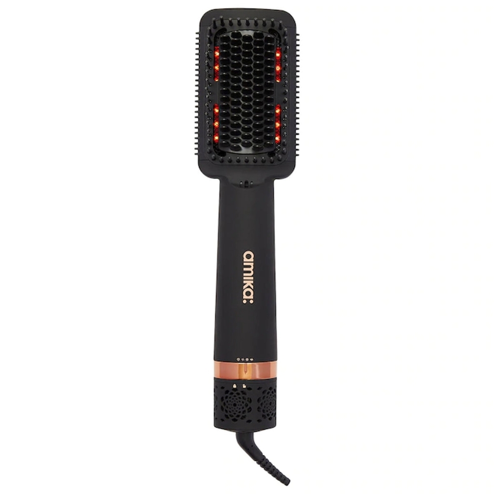 Amika Double Agent Black Hair Styling Hot Air Blow Dryer + Straightening Brush
